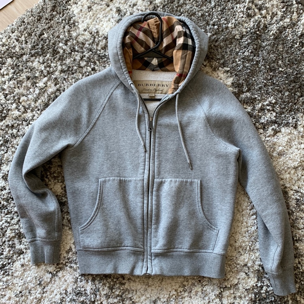 Burberry full zip grey hoodie